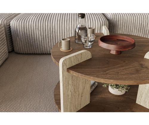 Sohvapöytä Oalla - Pähkinä, Travertiini