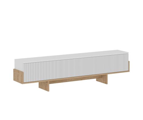 TV-pöytä Hege - Valkoinen, Safiiritammi