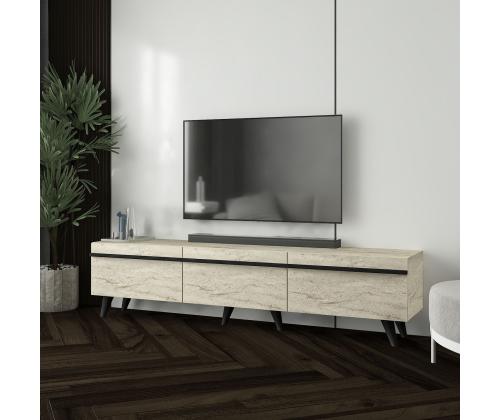 TV laud Amsterdam Style - travertiini, musta