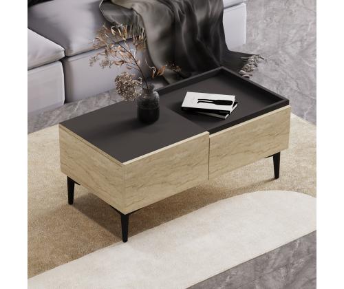 Sohvapöytä Mia - Travertiini, Antrasiitti