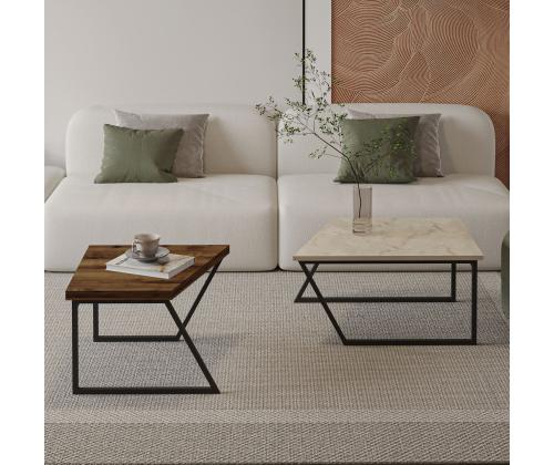 Sohvapöytä Verona P0024623 - Travertiini, Pähkinäpuu Rustic Walnut