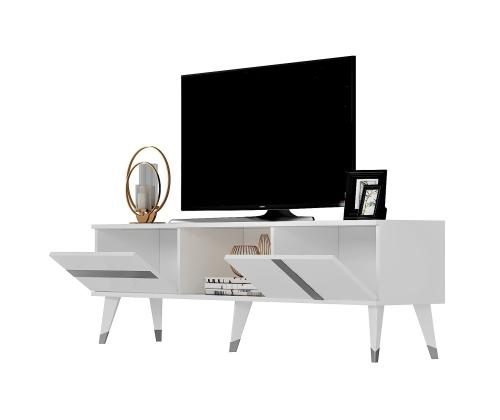 TV-pöytä Vania - Valkoinen, Hopea