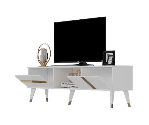 TV-pöytä Vania - Valkoinen, Kulta