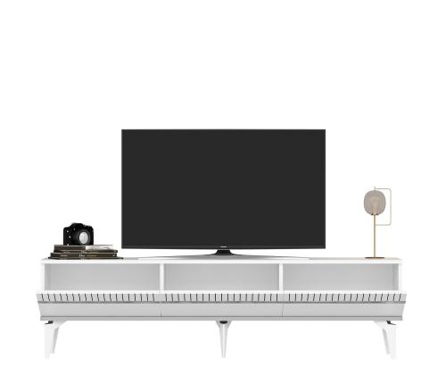 TV-pöytä Defne - Valkoinen, hopea