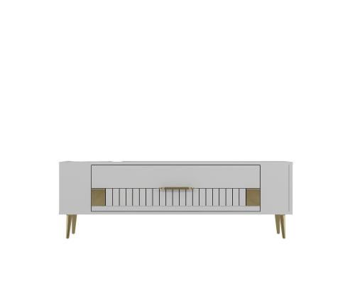 TV laud Retrolp4 - Valkoinen, kultainen