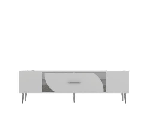 TV-pöytä Dekop2 - Valkoinen, hopea