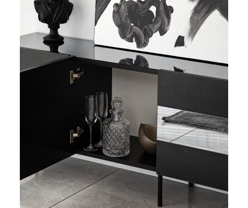 TV-pöytä Leon - Musta, Fume