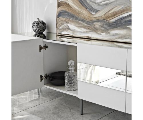 TV-pöytä Leon - Valkoinen, hopea