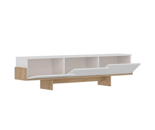 TV-pöytä Hege - Valkoinen, Safiiritammi