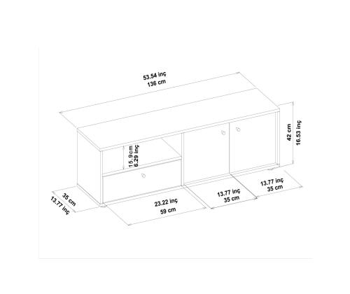 TV-pöytä Pao - Harmaa, Travertiini
