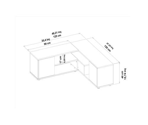 TV laud Rosa - Valkoinen, Antiikki Pähkinäpuu