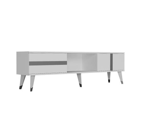 TV-pöytä Vania - Valkoinen, Hopea