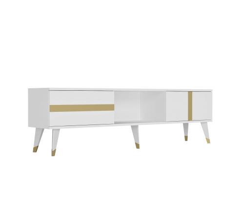 TV-pöytä Vania - Valkoinen, Kulta