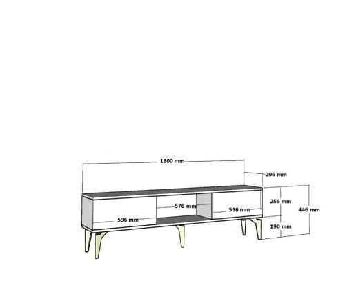 TV laud Defne - Antrasiitti, kultainen