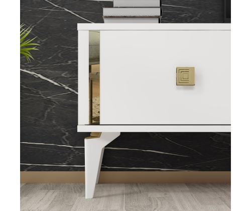TV-pöytä Doruk - Valkoinen, Kulta