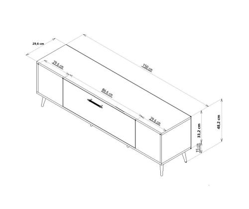 TV-pöytä Dekop3 - Valkoinen, kultainen