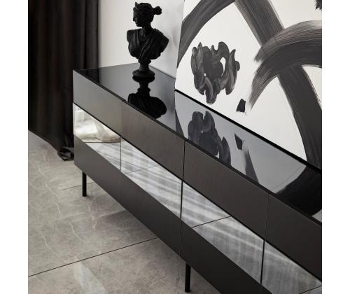 TV-pöytä Leon - Musta, Fume