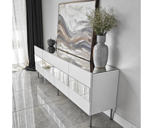 TV-pöytä Leon - Valkoinen, hopea