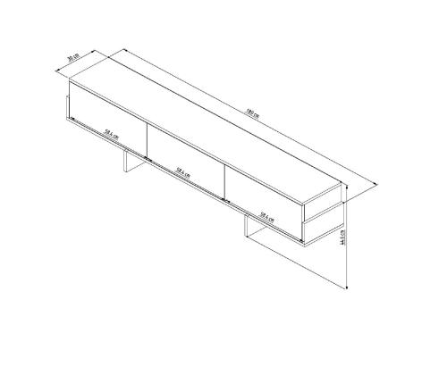 TV-pöytä Hege - Valkoinen, Safiiritammi
