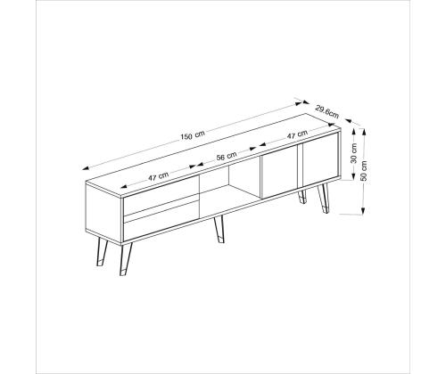 TV-pöytä Vania - Valkoinen, Kulta