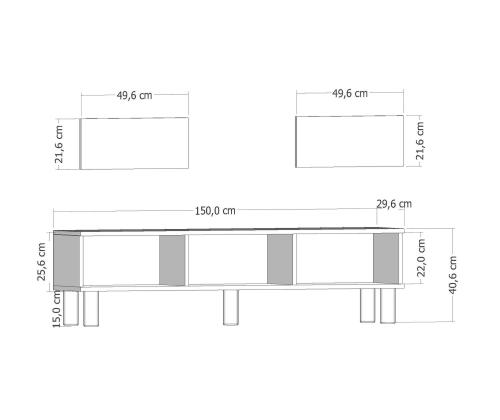 TV laud Rosalinda Bohem - Sapphire Oak, Valkoinen