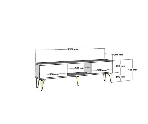 TV laud Madera - Valkoinen, Kulta