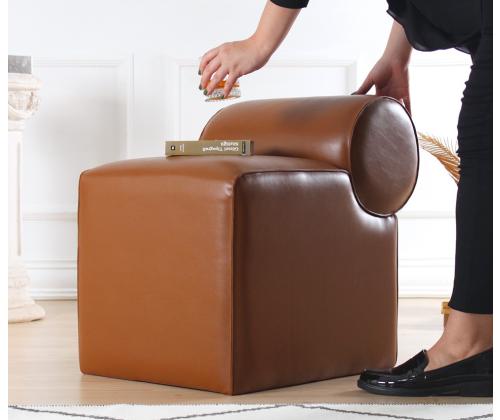 Rohin Deri Puf - Ruskea