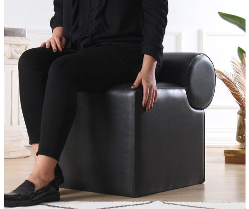 Rohin Deri Puf - Musta