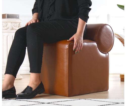 Rohin Deri Puf - Ruskea