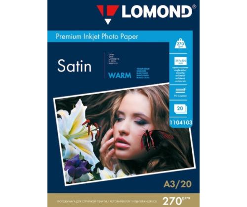 Lomond Premium valokuvapaperi Satin 270 g/m2 A3, 20 arkkia, lämmin