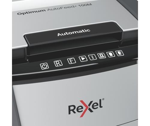 Rexel Optimum AutoFeed+ 100M paperisilppuri, mikrosilppuri 2x15mm 55dB P-5 34L, harmaa/musta
