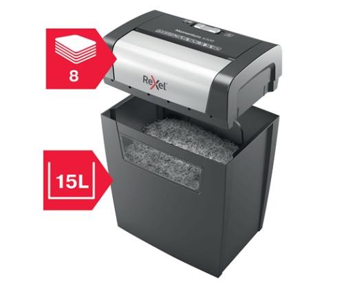 Rexel Momentum X308 paperisilppuri Hiukkasleikkuri 5x42mm P-3 15L, harmaa/musta