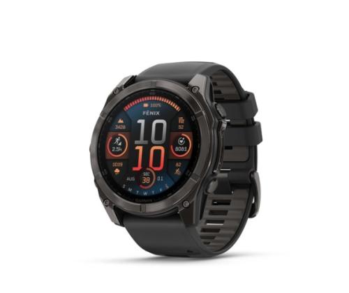 Garmin Fenix 8 älykello 51 mm AMOLED Sapphire,Hiiliharmaa DLC,Musta / Pebble harmaa silikoniranneke