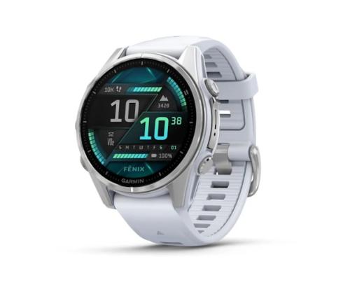 Garmin Fenix 8 -älykello 43 mm AMOLED hopea ja Whitestone-silikoniranneke