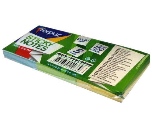 Muistilaput Forpus, 40x50mm, 3 pastelliväriä (3x100)