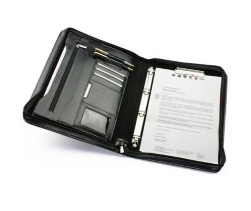 Asiakirjateline A4 su prispaudėju ir 4 žiedais, juodas, 355x260x50mm