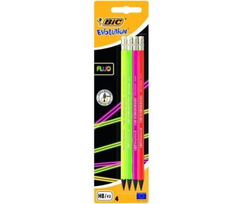 BIC kynät EVOLUTION FLUO ERASER BL4 EU, Setti 4 kpl. 449046