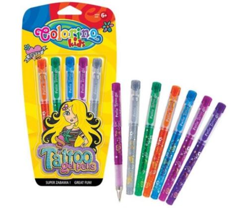 COLORINO Kids Gel Tattoo 5-värinen läpipainopakkaus
