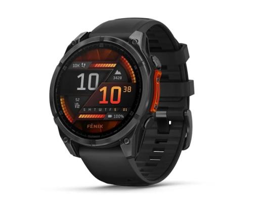 Garmin Fenix 8 -älykello 47 mm AMOLED Slate Gray ja musta silikoniranneke