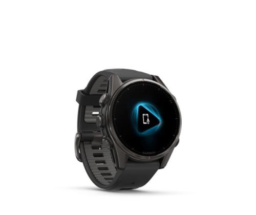 Garmin Fenix 8 älykello 43 mm AMOLED Sapphire,Hiiliharmaa Ti.,Musta/Pebble harmaa silikoniranneke