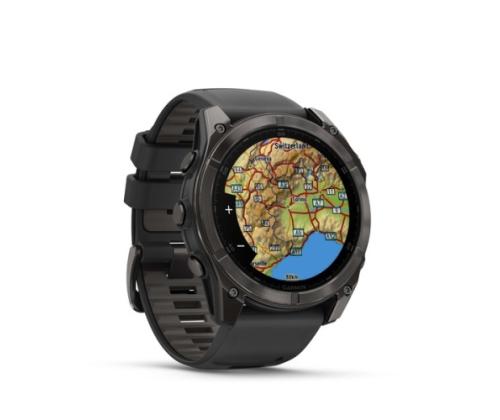 Garmin Fenix 8 älykello 51 mm AMOLED Sapphire,Hiiliharmaa DLC,Musta / Pebble harmaa silikoniranneke