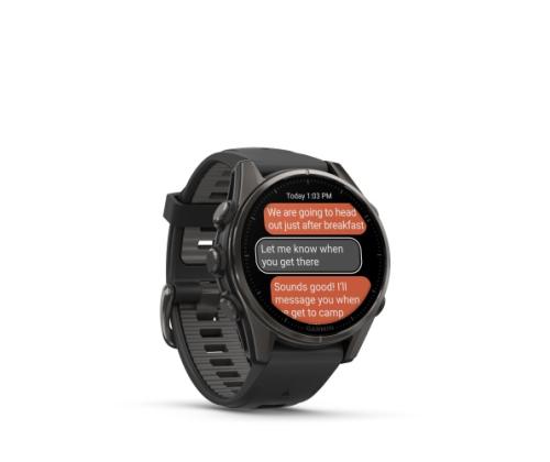 Garmin Fenix 8 älykello 43 mm AMOLED Sapphire,Hiiliharmaa Ti.,Musta/Pebble harmaa silikoniranneke