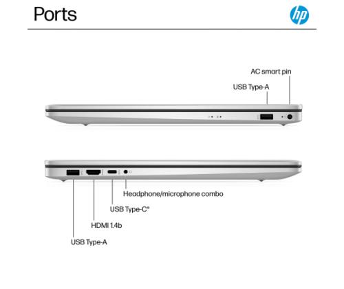 HP 17-cp2025 17.3'' FHD AMD Ryzen 5 7520U 8GB 512GB SSD W11H, luonnonhopea HP 17.3'' FHD AMD Ryzen 5 7520U 8GB 512GB SSD W11H, luonnonhopea HP 17.3'' FHD AMD Ryzen 5 7520U 8GB 512GB SSD W11H, luonnonhopea