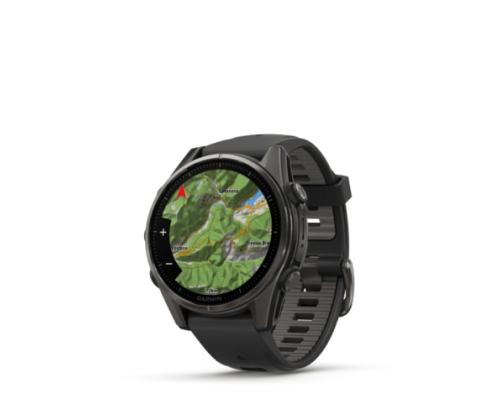 Garmin Fenix 8 älykello 43 mm AMOLED Sapphire,Hiiliharmaa Ti.,Musta/Pebble harmaa silikoniranneke