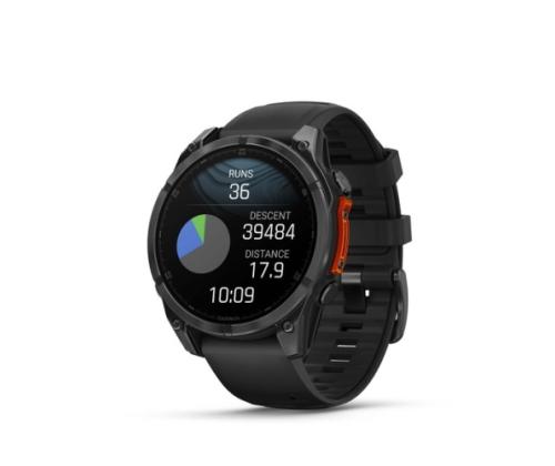 Garmin Fenix 8 -älykello 47 mm AMOLED Slate Gray ja musta silikoniranneke