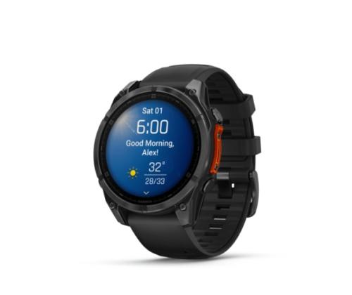 Garmin Fenix 8 -älykello 47 mm AMOLED Slate Gray ja musta silikoniranneke