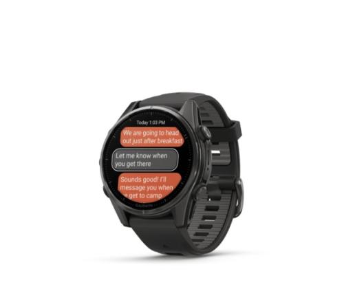 Garmin Fenix 8 älykello 43 mm AMOLED Sapphire,Hiiliharmaa Ti.,Musta/Pebble harmaa silikoniranneke