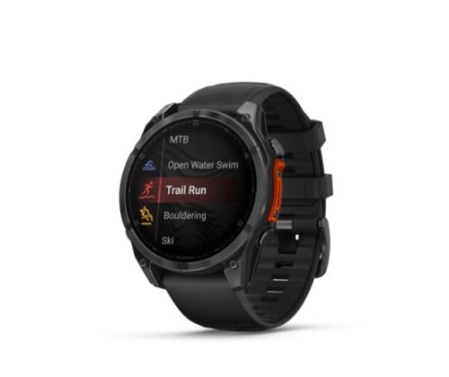 Garmin Fenix 8 -älykello 47 mm AMOLED Slate Gray ja musta silikoniranneke