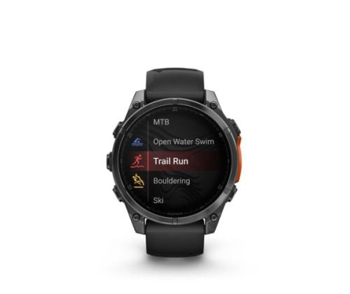Garmin Fenix 8 -älykello 47 mm AMOLED Slate Gray ja musta silikoniranneke