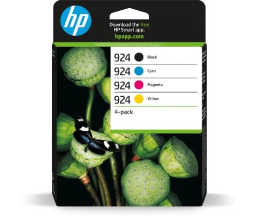 HP 924 CMYK 4-pack (6C3Z1NE) mustekasettien monipakkaus, BK/C/M/M/Y